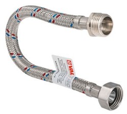 Гибкая подводка для воды VALTEC из нержавеющей стали с ниппелем, 1/2", 40 см, г/ш