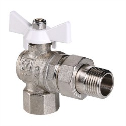Кран шаровой VALTEC BASE угловой с полусгоном 1/2" вн.-нар. белая ручка