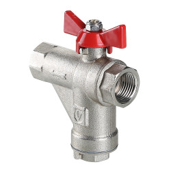 Кран шаровой VALTEC со встроенным прямым фильтром, рукоятка бабочка 3/4" вн.-вн.