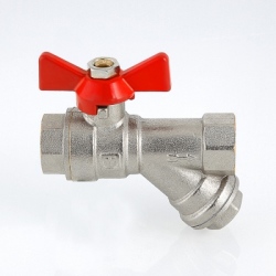 Кран шаровой VALTEC со встроенным фильтром, рукоятка бабочка 1/2" вн.-вн.