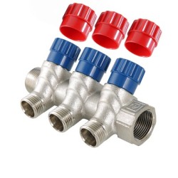 Коллектор VALTEC c регулирующими вентилями, 1", 3х3/4" Евроконус