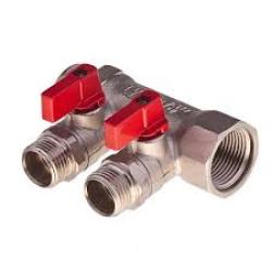 Коллектор VALTEC с отсекающими кранами, 3х4", 2х1/2"