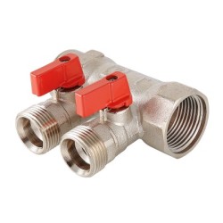 Коллектор VALTEC с отсекающими кранами, 1", 2х3/4" Евроконус
