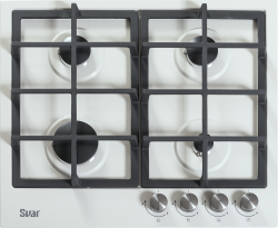 Газовая варочная панель SVAR TG4_750231F-082 S Modern (белая эмаль, ручки нерж. сталь)