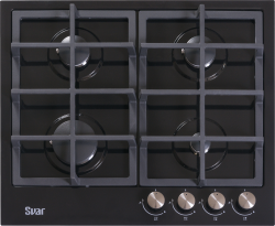 Газовая варочная панель SVAR TG4_750231F-086S Modern (черная эмаль, ручки нерж. сталь)